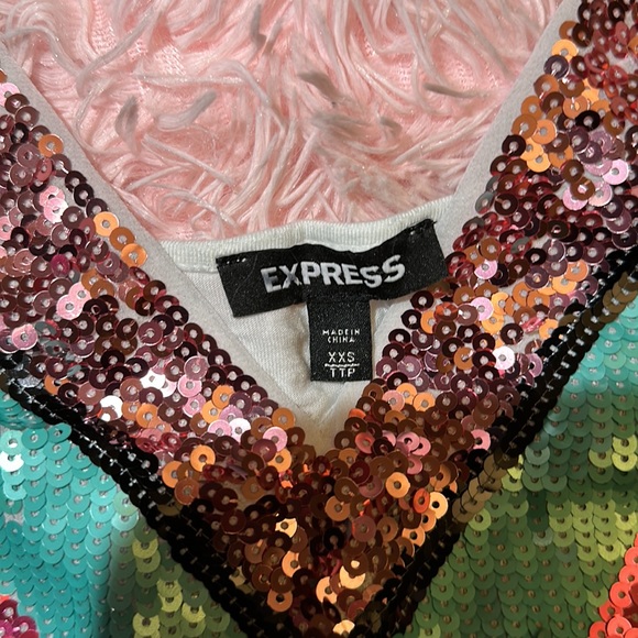Multicolored Sequin Express Shirt NWOT - Picture 2 of 3